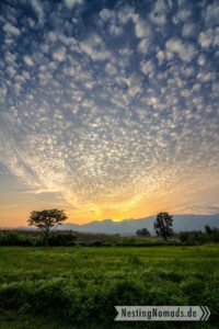 Sonenuntergang mit Schäfchenwolken