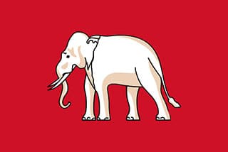 Roter Elefant auf weissem Grund